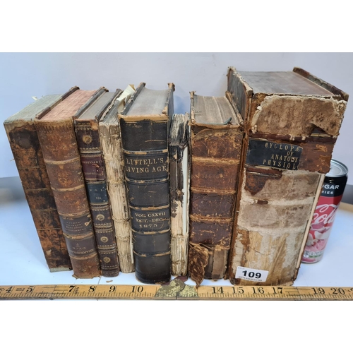 109 - Collection of very early books. Some with distressed bindings. 18th and 19th century books inc The W... 