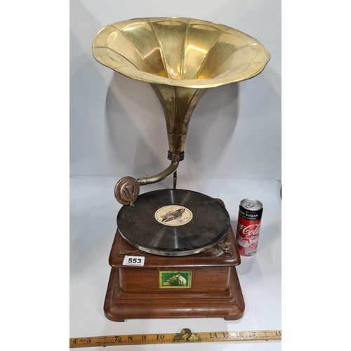 553 - Vintage HMV Gramaphone with large Horn.