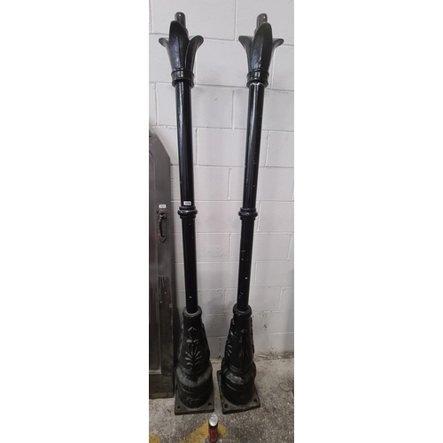 76 - Fabulous pair of Cast metal very very heavy 2.8 meter tall Street lamps from Draculas tomb in the va... 