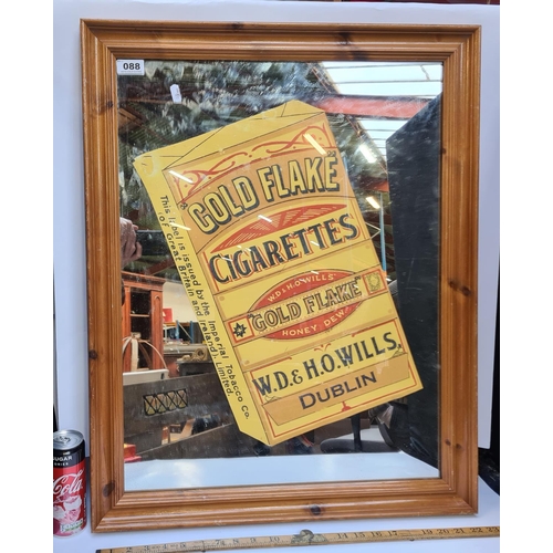 88 - Gold Flake advertising mirror, It's in the glass, not on top of the glass. 72cm x 60cm