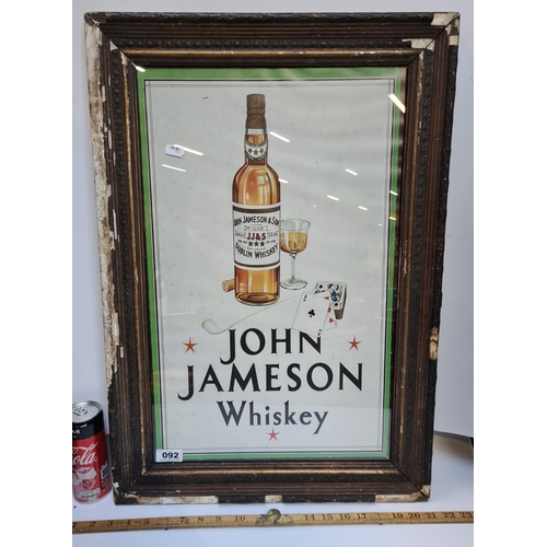 92 - Large John Jameson whiskey print. Super image in an antique frame 68cm x 48cm