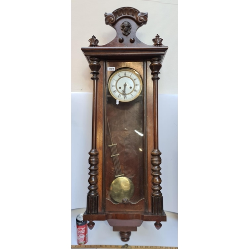 94 - Long Victorian 8 day Vienna wall clock, lovely clean example. 123cm long by 39cm wide.