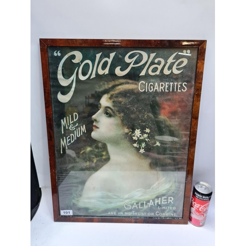 101 - Gallaher Gold Plate cigarettes Image of a young lady in an antique frame.