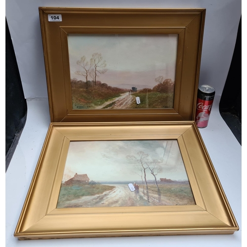 104 - Pair of super watercolours of By Aden  F. Arnold 1901-1973  A Moorland road and cloudy weather Well ... 