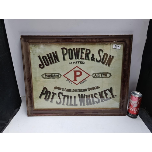 107 - John Power and son, Pot Still Whiskey. Facsimile Whiskey poster with antique frame.