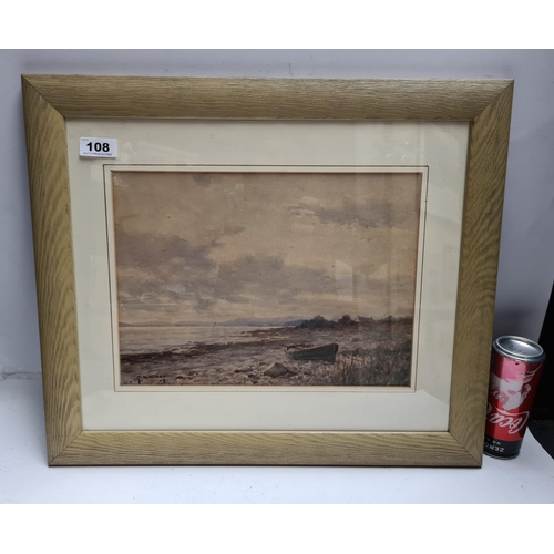 108 - Original watercolor of a seascape by Thomas Hill Mckay 1874-1941. Very well known listed artist with... 
