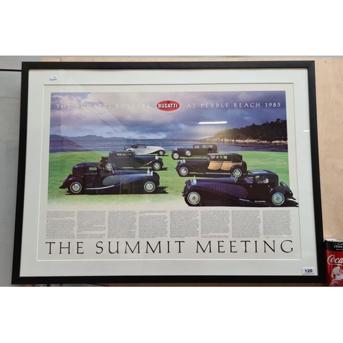 120 - Very Large Well mounted print The Summit Meeting By Bugatti Great images for car enthusiasts. 73cm t... 