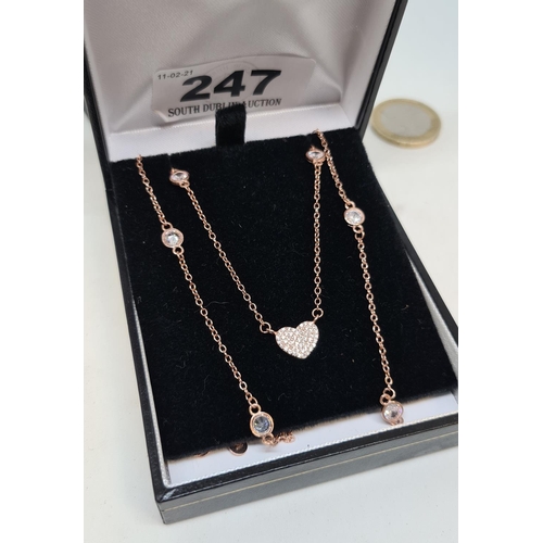 247 - 9ct gold on silver heart necklace