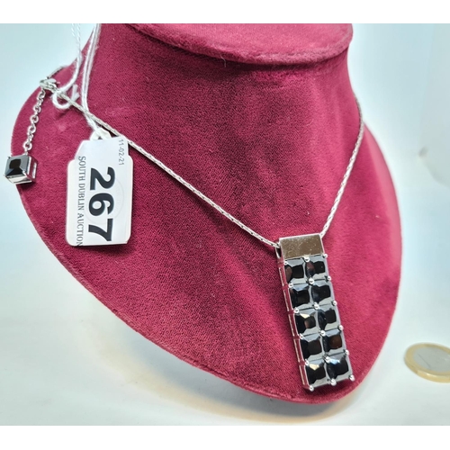 267 - New bridge silver designer necklace with black stone