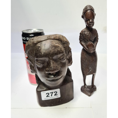 272 - Two african heavy dense statues