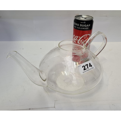 274 - Glass vintage tea pot, 