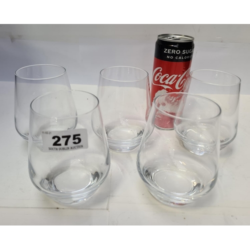 275 - Five very good quality heavy hand blown whiskey glasses.