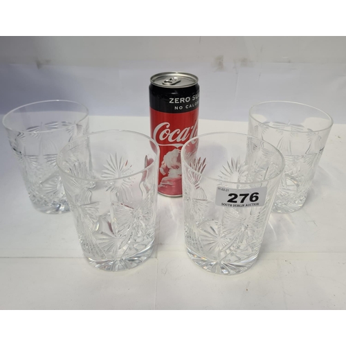 276 - Four vintage Waterford Crystal whiskey tumblers. Heavy super quality glasses.