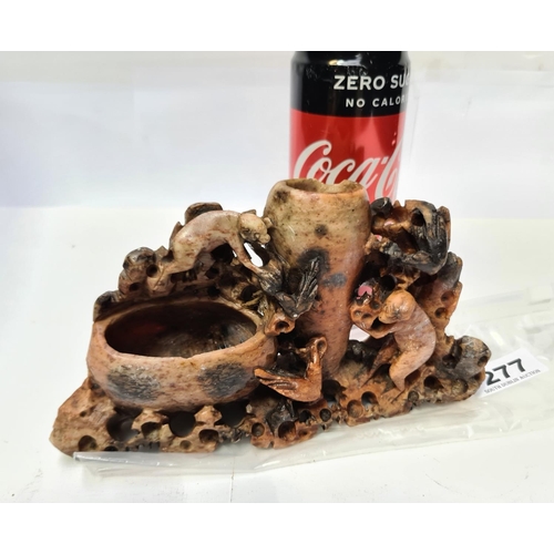 277 - Antique Chinese carved soap stone display.