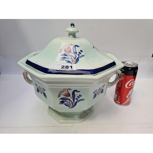 281 - Large lidded Chinese twin handled tareen.