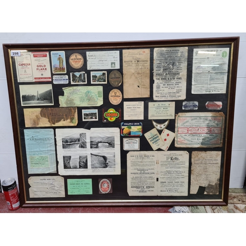 298 - Super Irish Display of genuine vintage Irish documents inc Guinness, advertising, old receipts inter... 