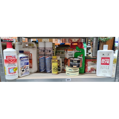 68 - Full Shelf of products Beeswax, finishing wax, Auto Glym, tile and grout protector and etc  Some new... 