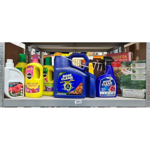 73 - Large quantity, full shelf of garden products  Some new and some slight use