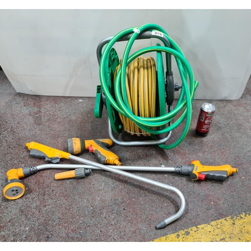75 - Garden Hose reel and Hozelock items for watering tall plants etc.