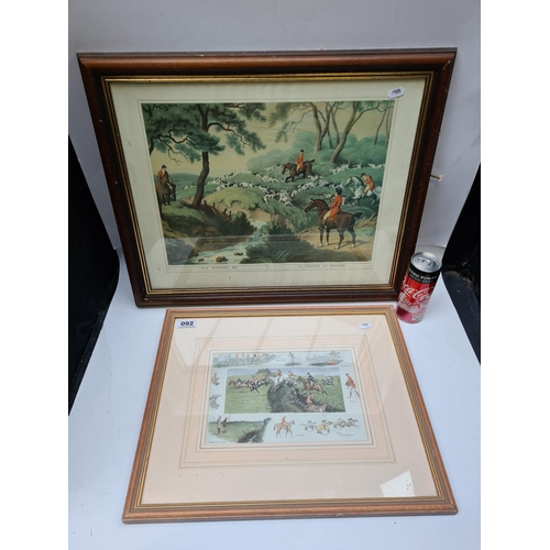 92 - Two vintage hunting prints.