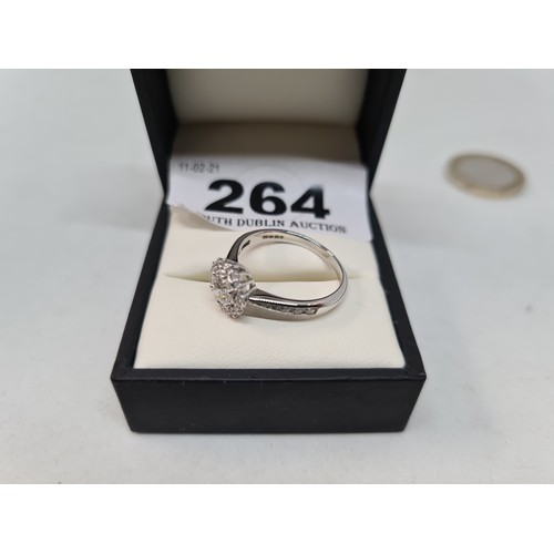 264 - Brand new 9ct white gold diamond Halo cluster engagement ring 0.67ct size M 1/2