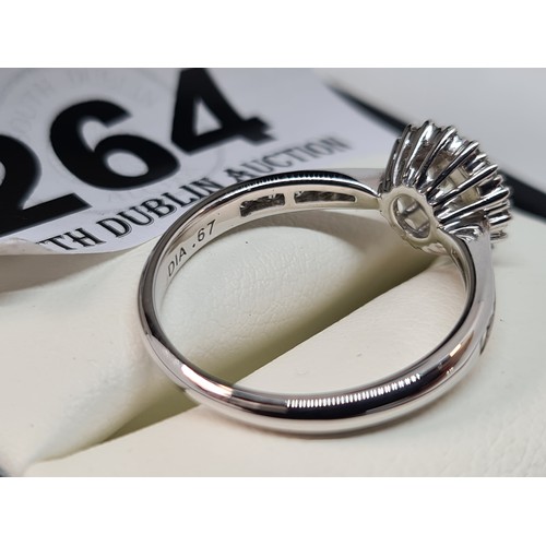 264 - Brand new 9ct white gold diamond Halo cluster engagement ring 0.67ct size M 1/2