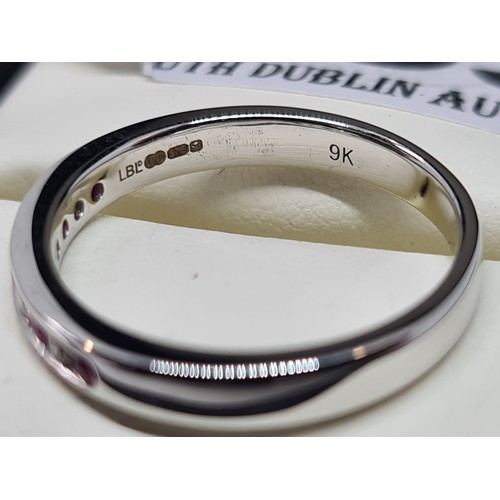 263 - Brand new 9ct white gold ruby + diamond Eternity ring size N