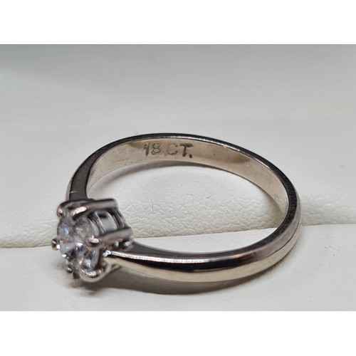 262 - 18ct white gold solitaire diamond engagement ring 0.50ct size J