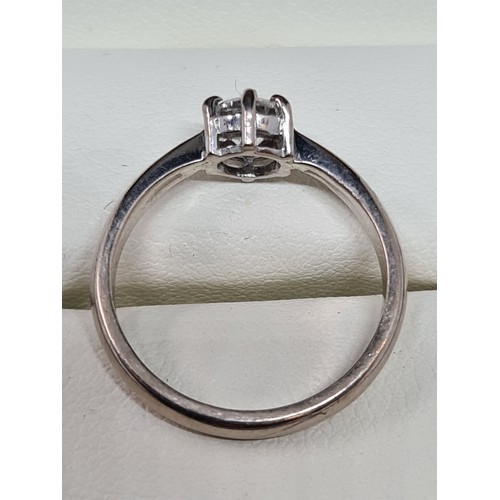 262 - 18ct white gold solitaire diamond engagement ring 0.50ct size J