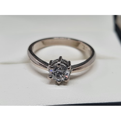 262 - 18ct white gold solitaire diamond engagement ring 0.50ct size J