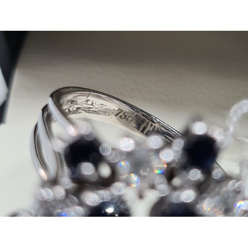 258 - Exceptional vintage 18ct white gold huge display diamond + sapphire large cluster ring diamond 1.3ct... 