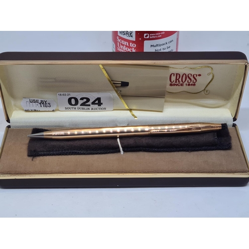 24 - 10k gold plated Propelling Pencil by Cross. As new in the box.