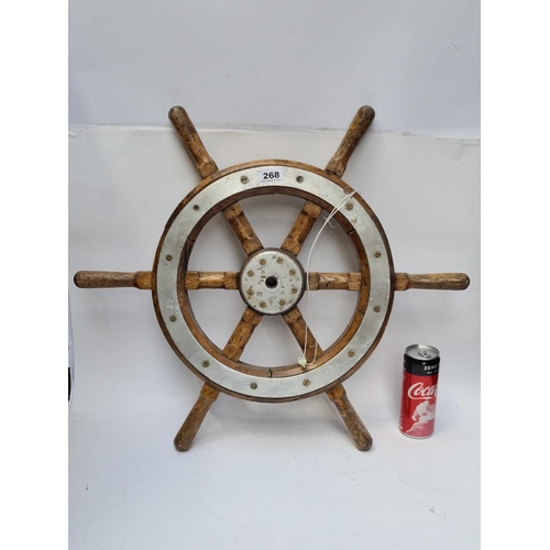 268 - Heavy wooden ships wheel