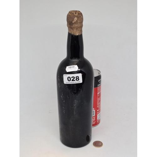 28 - Bottle of 1965 Taylors vintage port. No Label but contents confirmed as Taylors.