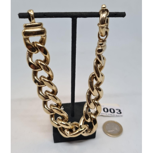 3 - Very heavy gold tone, good quality gents bracelet . 85g