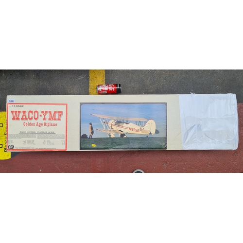 360 - Waco-YMF Golden Age Biplane, Radio control. Very Large box. 72