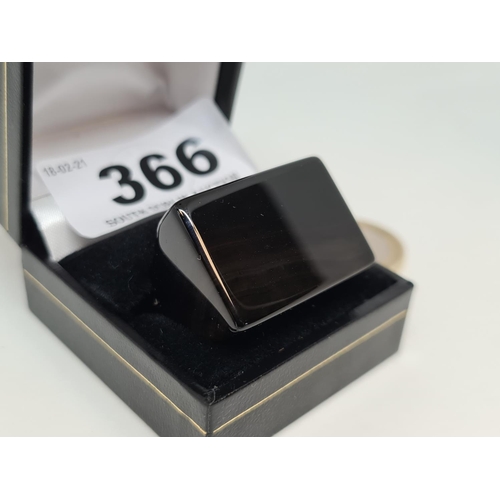 366 - New black agate stone dress ring