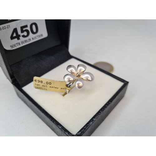 450 - Brand new heavy hallmarked silver Aster ring RRP €98