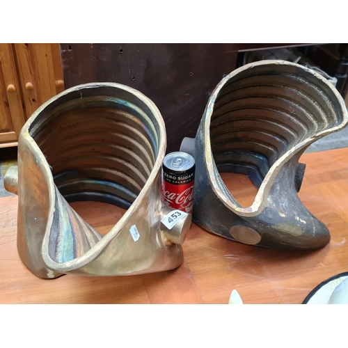 453 - These are super cool. 2 very very heavy and large abstract metal sculptures. Solid Brass I think the... 