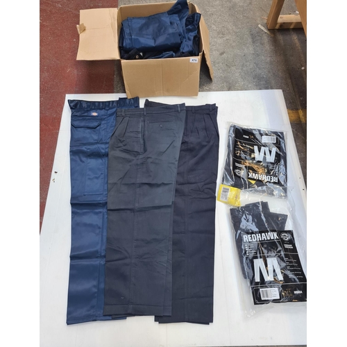 476 - 14 Pairs of New Dickies work trousers. 36s and 38s Very expensive new.