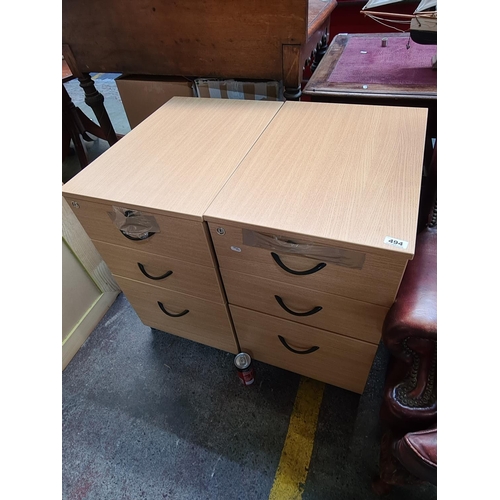 494 - Two brand new office pedestals with keys.. Cost €120 each. More pairs available.