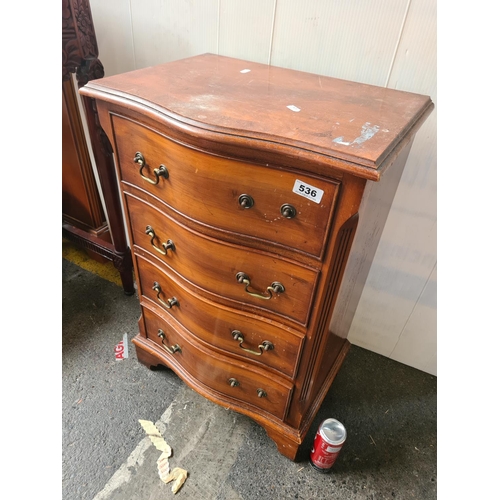 536 - 4 drawer chest. (with 2 missing pulls) if we have the pulls will throw them in.