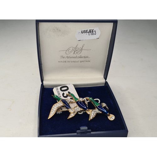 32 - Collectible Attwood brooch, with flying geese in original box.