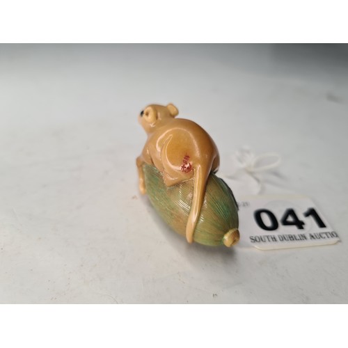 41 - Japanese netsuke of a rat on an ear of corn signed by the artist.