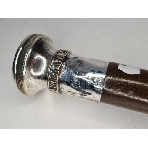 97 - Super Georgian walking stick with sterling silver large handle, collar and bottom with a large 1789 ... 