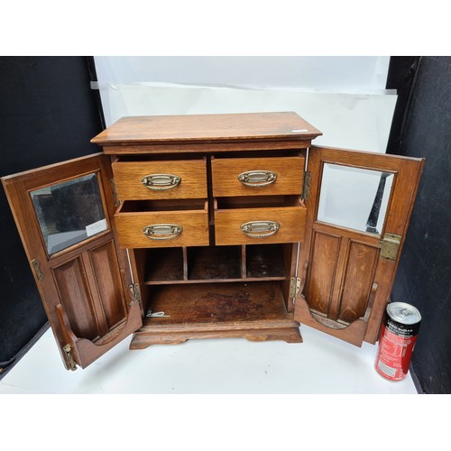 257 - Super arts and craft Miniature cabinet. May be an apprentice piece. (45cm high x 34 cm wide x 21cm d... 