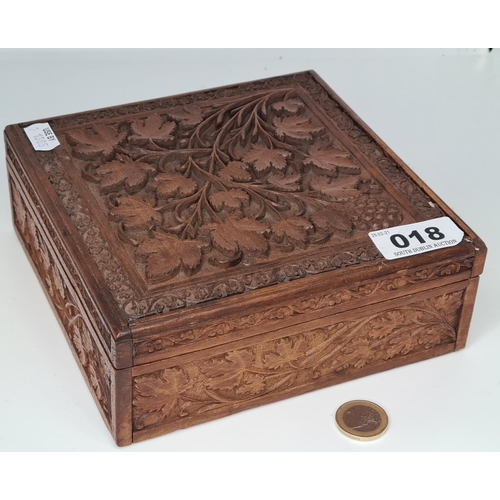 18 - Highly worked olive wood box.