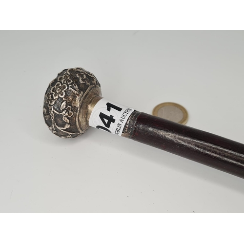 41 - Sterling silver topped walking cane.
