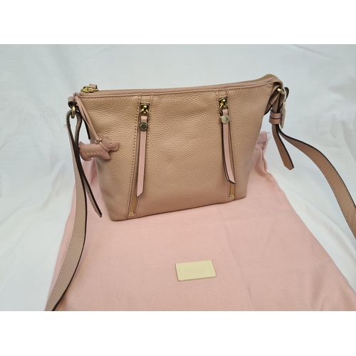 52 - Genuine leather Radley London cross-body bag in pastel pink. In excellent condition, has original du... 