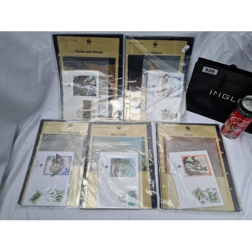 628 - Good selection of WWF First day covers with full pictorials and the stamps also in mint sets.